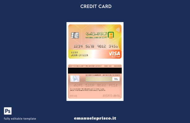 stile verificato Modello di carta elettronica per visto bancario nazionale egizi